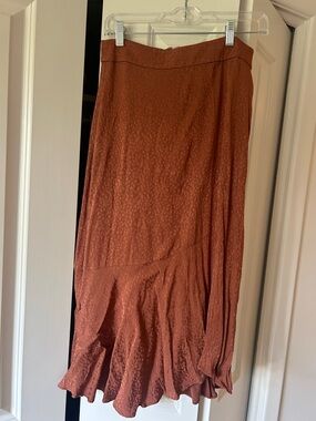 Madewell Rust Textured A-Line Midi Skirt